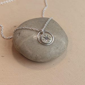Sterling Silver Compass Necklace... Graduation Inspirational Sentiment Card image 8