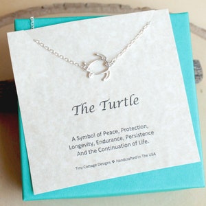 Simple Sterling Silver Sideways Turtle Necklace image 4