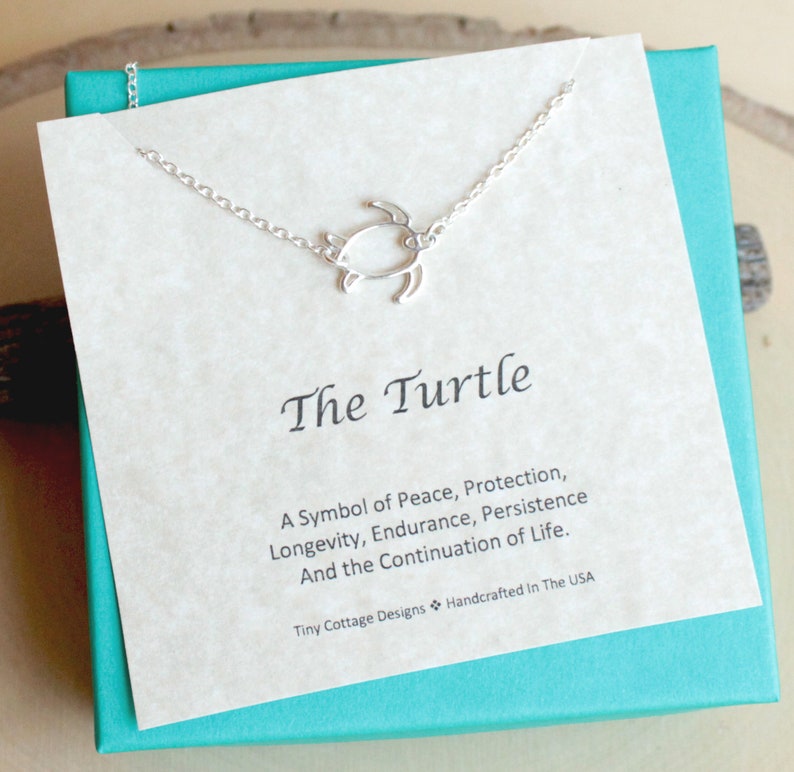 Simple Sterling Silver Sideways Turtle Necklace image 4