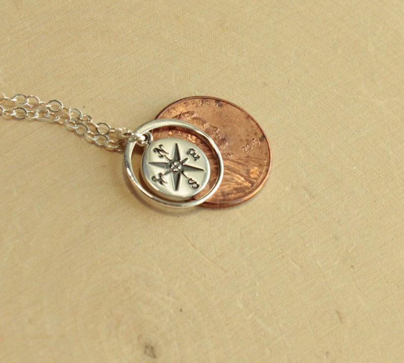 Sterling Silver Eternity Circle Compass Necklace... Graduation Inspirational Quote Sentiment Card image 6