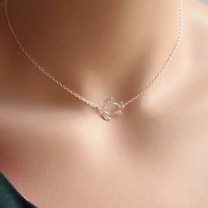 Simple Sterling Silver Sideways Turtle Necklace image 8