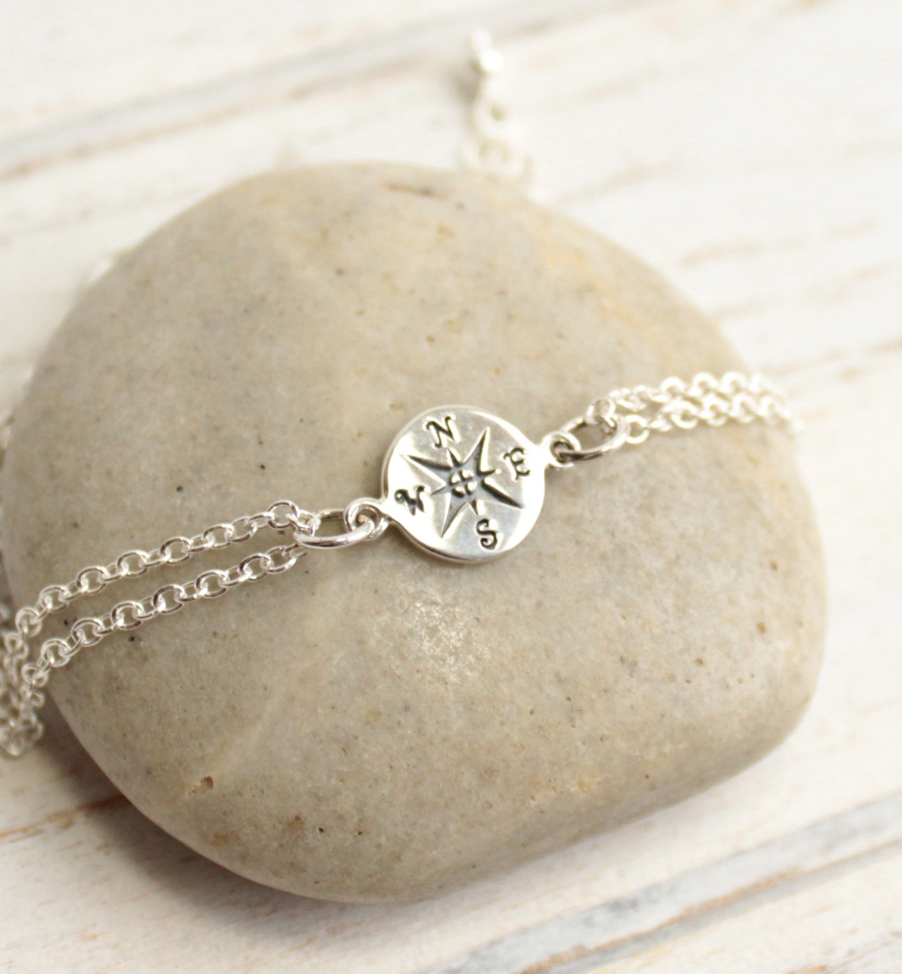 Sterling Silver Petite Compass Bracelet friendship bracelet Etsy