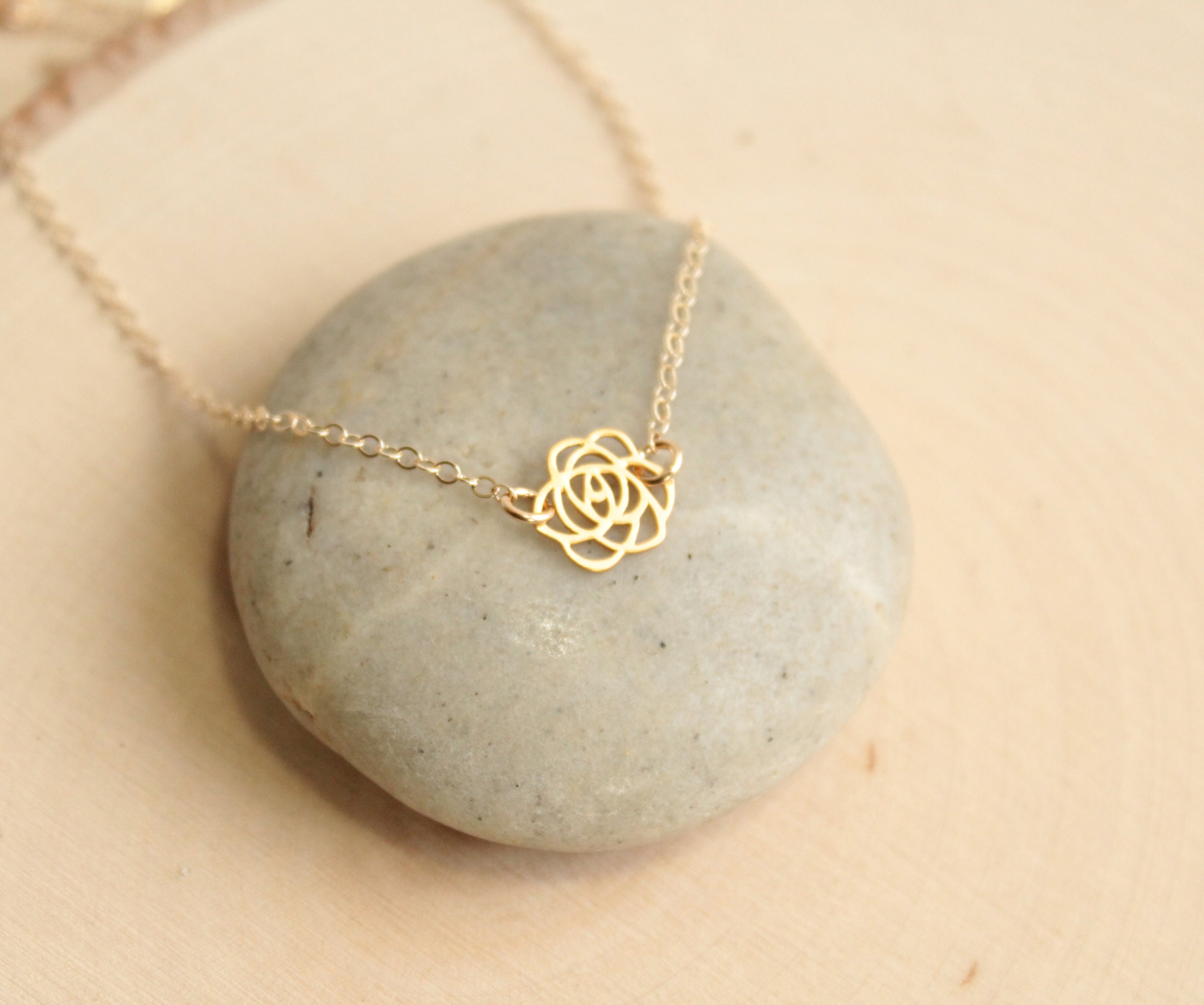 tiny rose necklace