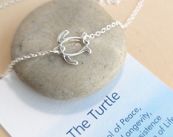 Sterling Silver Sideways Turtle Necklace