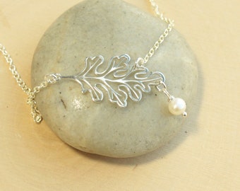 Sterling Silver Oak Leaf Necklace with Mother's Sentiment Card