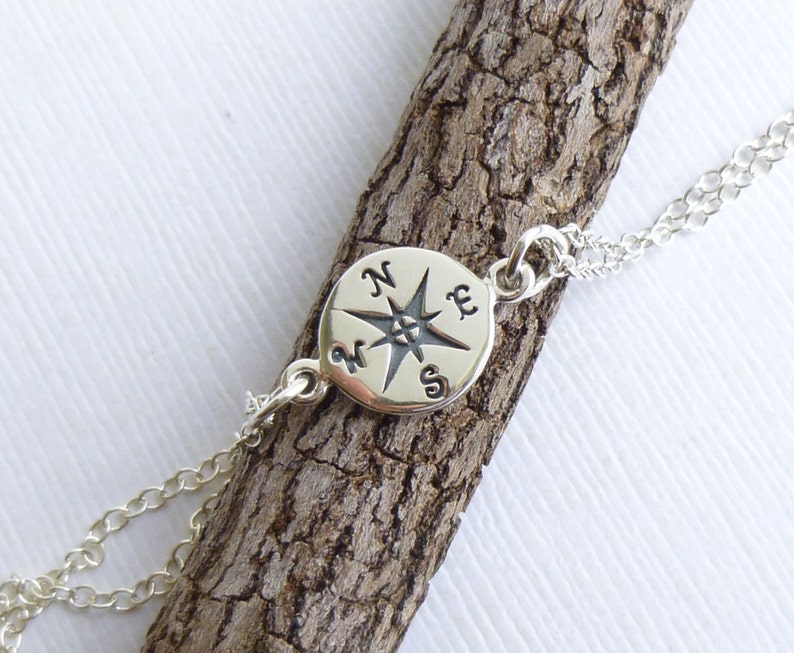 Sterling Silver Petite Compass Bracelet friendship bracelet Etsy