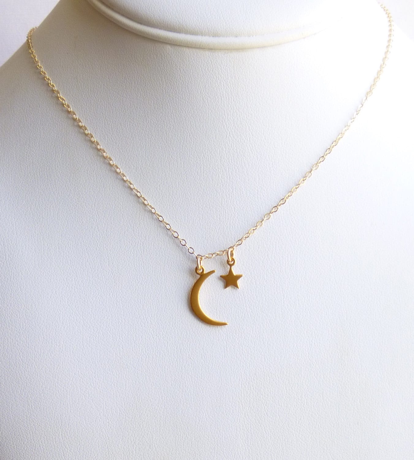 Gold Moon and Star Necklace - Etsy