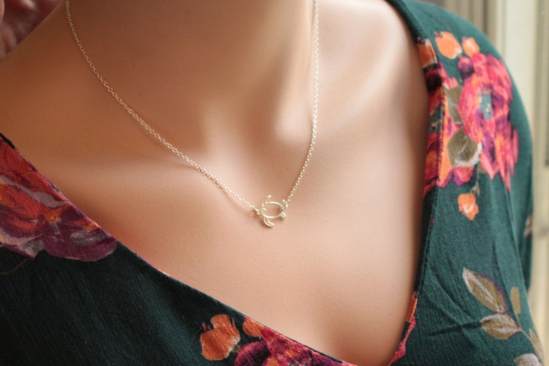 Simple Sterling Silver Sideways Turtle Necklace image 3