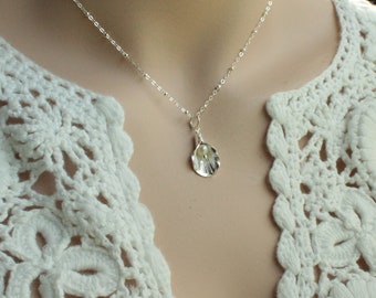 Sterling Silver Flower Petal Wrapped Freshwater Pearl Necklace with Satellite Chain