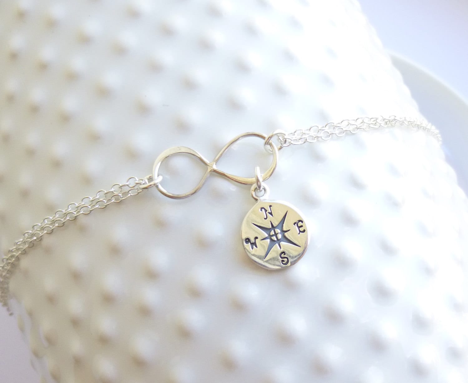Sterling Silver Infinity Compass Bracelet... Friendship... Etsy