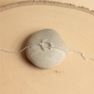 Simple Sterling Silver Sideways Turtle Necklace image 5