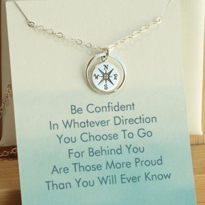 Sterling Silver Eternity Circle Compass Necklace... Graduation Inspirational Quote Sentiment Card image 10