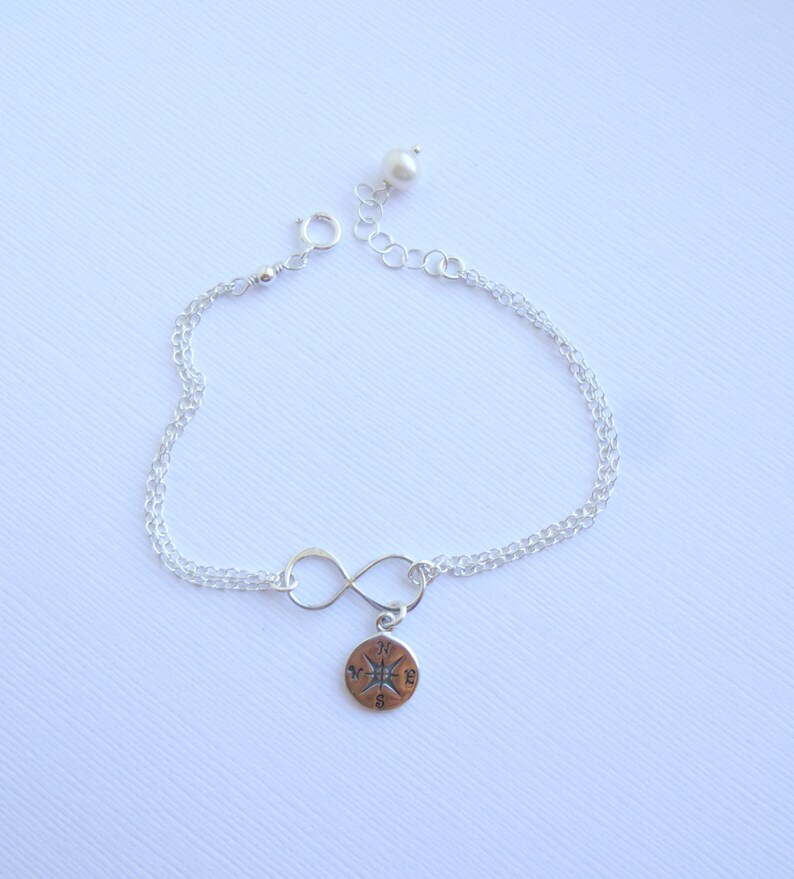 Sterling Silver Infinity Compass Bracelet... Friendship... Etsy