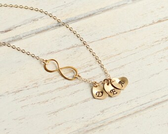 Gold Three Initial Infinity Necklace