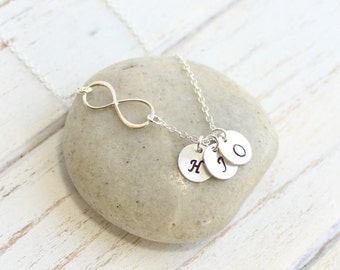 Sterling Silver Infinity Necklace with Three Initials