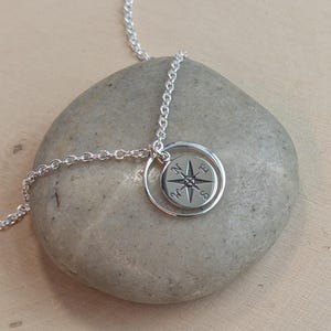 Sterling Silver Compass Necklace... Graduation Inspirational Sentiment Card image 2