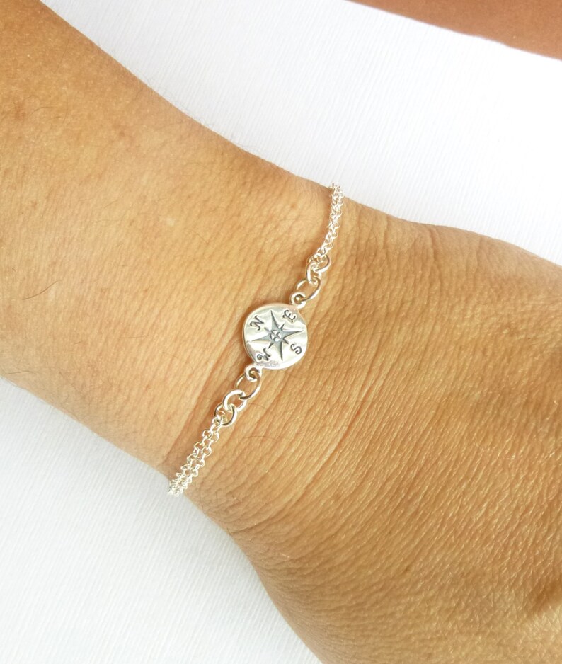 Sterling Silver Petite Compass Bracelet friendship bracelet Etsy