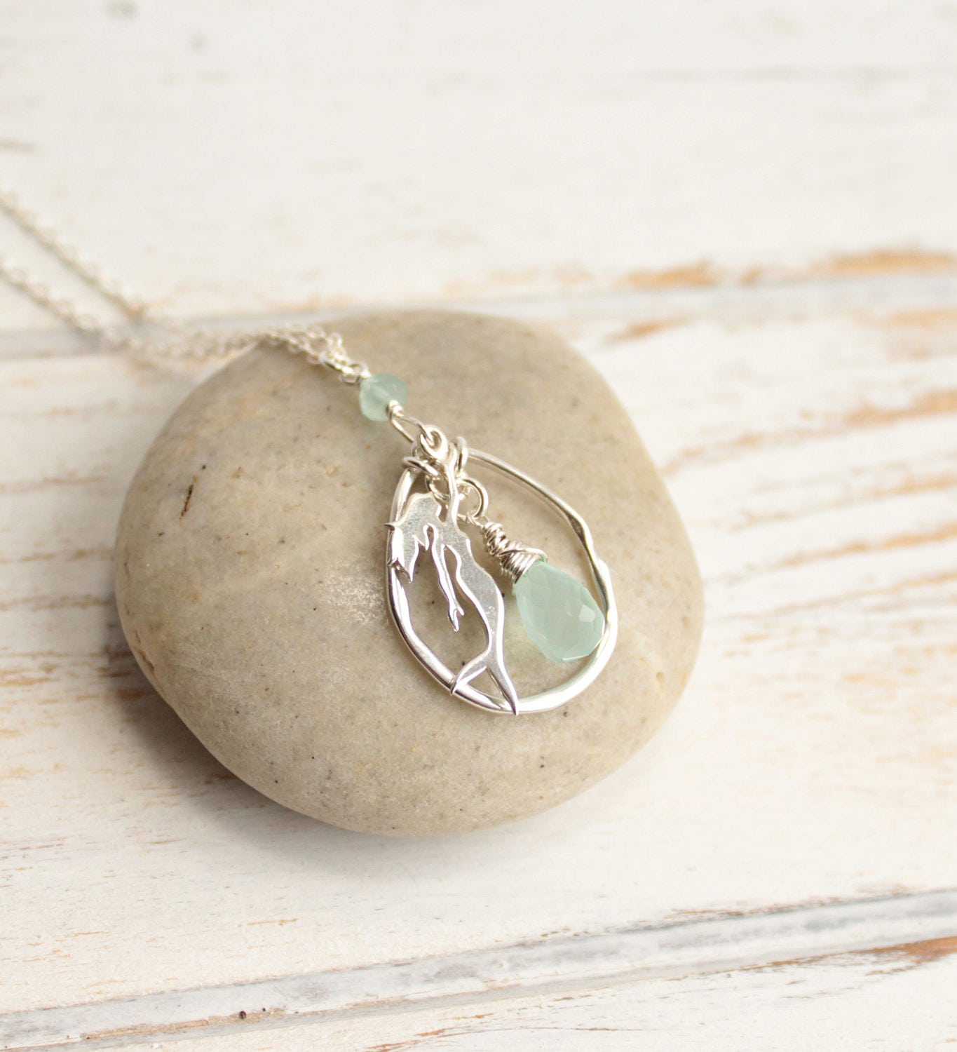 Sterling Silver Mermaid Birthstone Pendant Necklace... Choose | Etsy