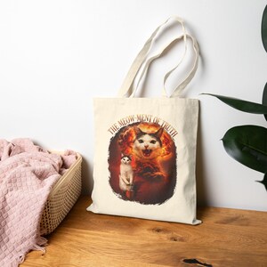 Exploding Cat Portrait Tote Bag | Meow-ment of Truth Cat Illustration