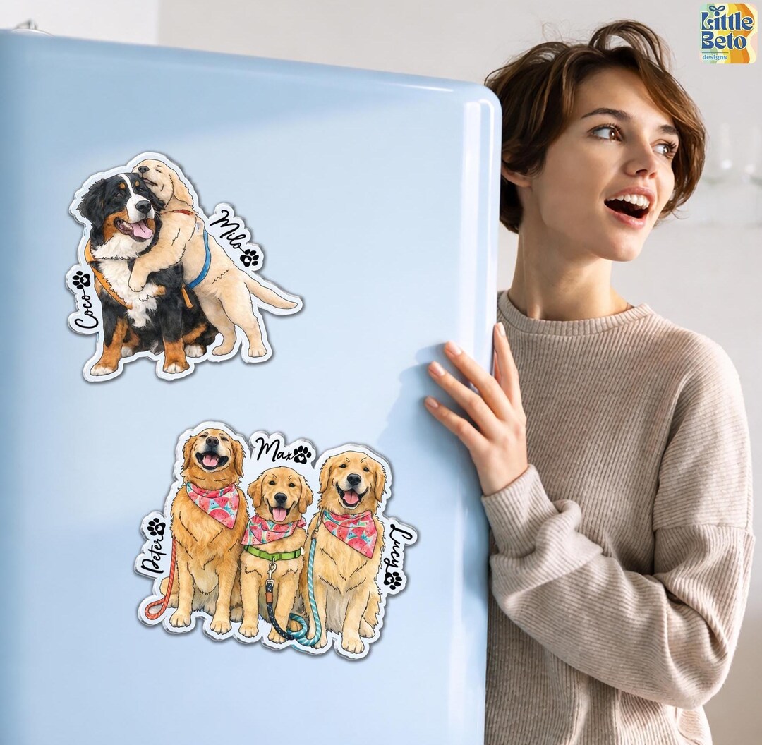 Personalized Pet Portrait Photo Magnet: Custom Dog & Cat Fridge ...