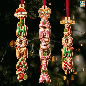 Custom Family Name Ornament, Personalized Gingerbread Alphabet Tag, Christmas Stocking Ornament 2025