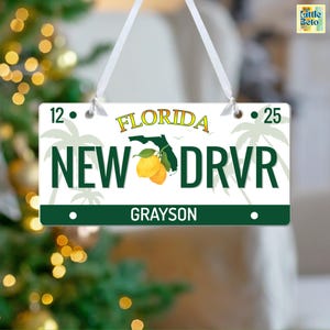 new driver ornament hanging on christmas tree, custom state driver gift ornament