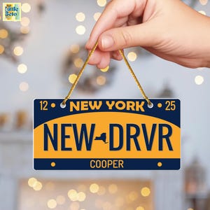 New Driver Ornament 2025 | Personalized State Car Tag Design | Teen Driver Christmas Keepsake
