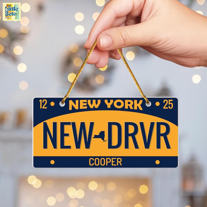 New Driver Ornament 2025 | Personalized State Car Tag Design | Teen Driver Christmas Keepsake