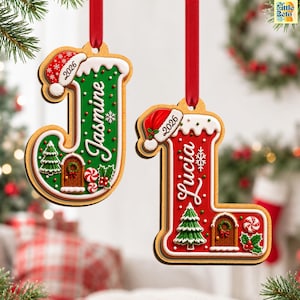 Custom Alphabet Kids Name Ornament, Christmas Stocking Tag, New Baby Gift, Kids Gift