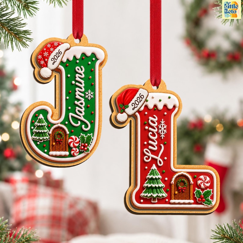 Custom Alphabet Kids Name Ornament, Christmas Stocking Tag, New Baby Gift, Kids Gift