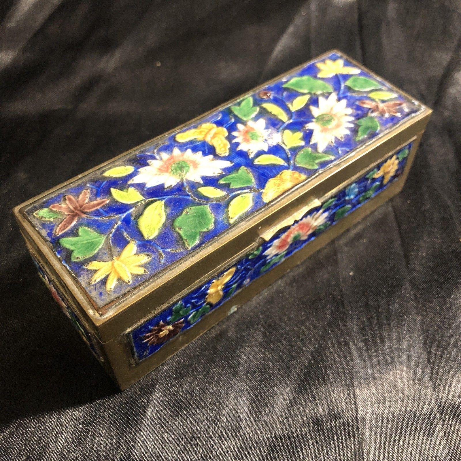 アンティーク　メイルボックス　ブラス Antique Chinese Brass Enamel Box - Etsy