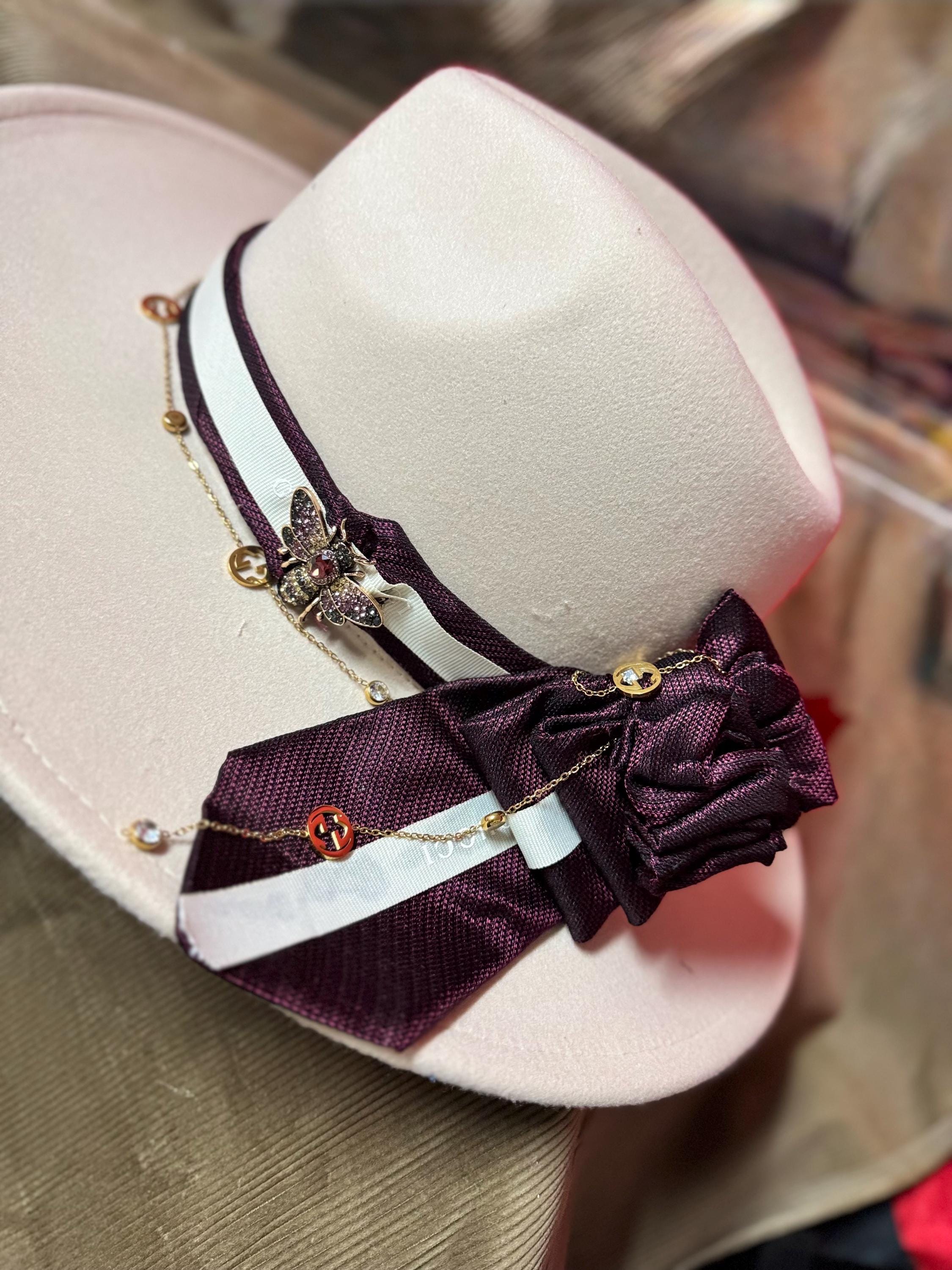 Vintage Wool Wide Brim Hat Red Purple Velvet Trim Bow Elegant Classic 57cm VICTORIAN 1890 main image 4