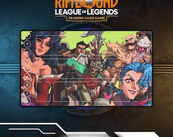 Tapete de juego Riftbound 2XKO Ahri, Jinx, Darius, Ekko, Braum / Tapete de juego TCG