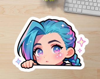Arcane Jinx Peeker League of Legends Waterproof Vinyl Decal, Premium Waterproof Vinyl Sticker, Gamer Laptop Sticker, lol sticker