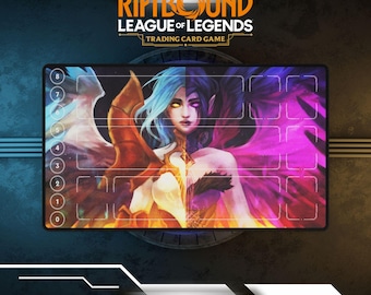 Tapete de juego Riftbound Morgana, Kayle / Tapete de juego de cartas coleccionables, tapete de juego TCG