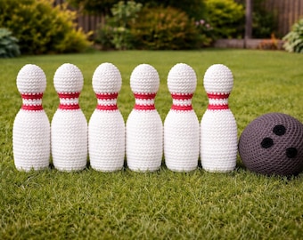 Juego de bolos de crochet: juguete amigurumi de algodón hecho a mano