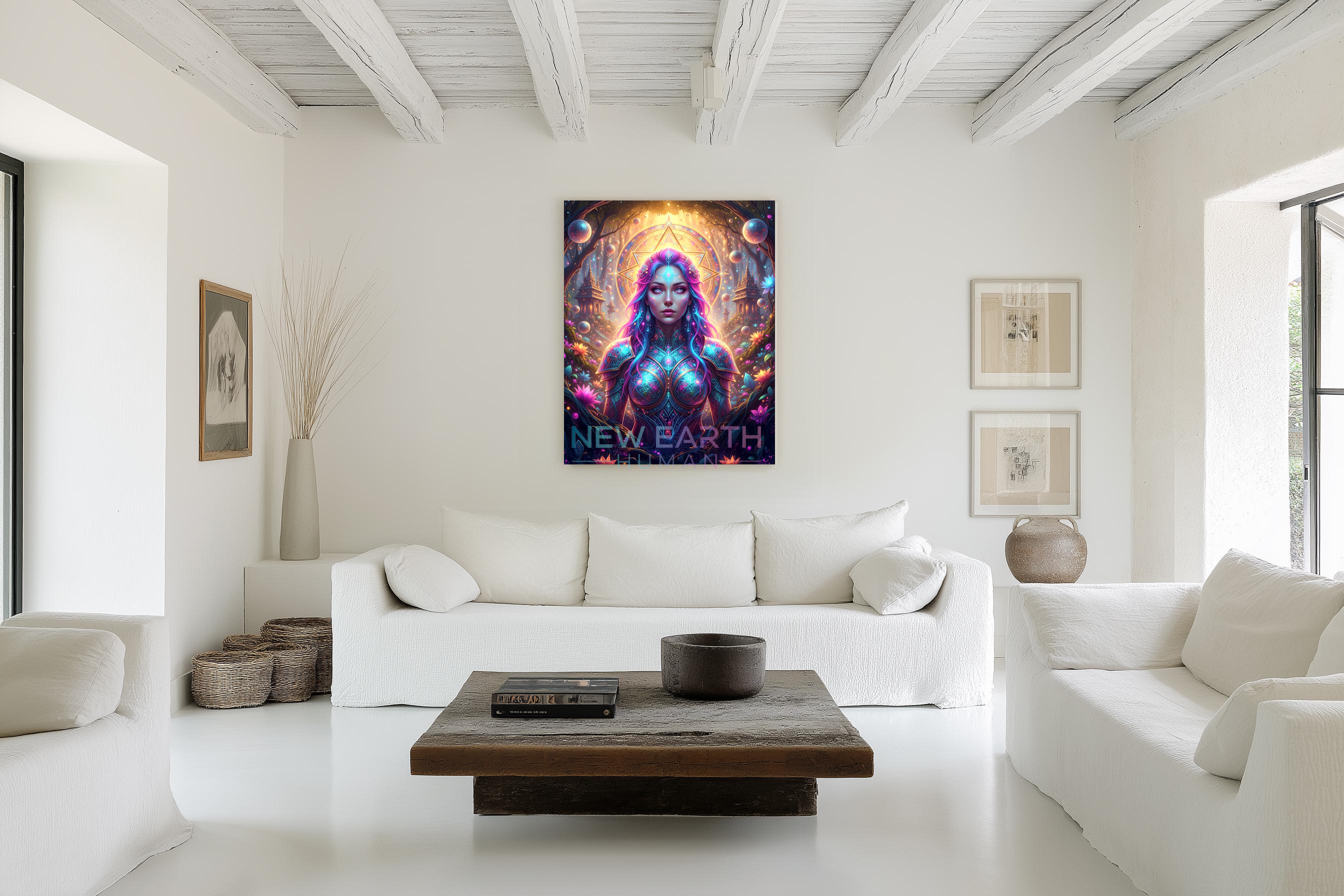 Cosmic Goddess Wall Art – Futuristic Fantasy Printable With Neon Glow ...
