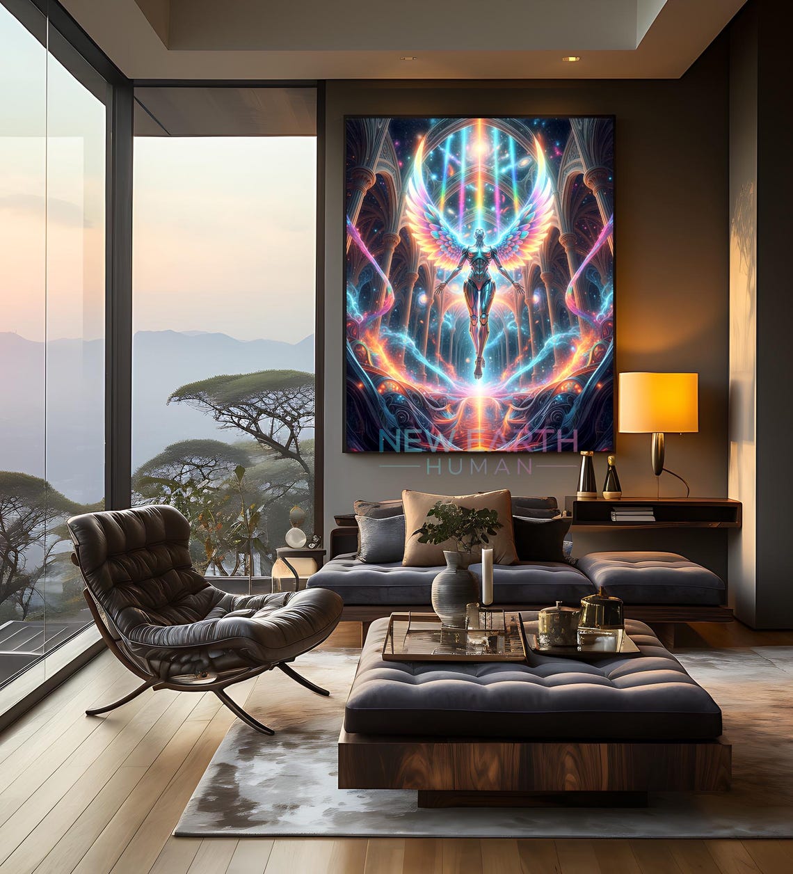Cosmic Angelic Figure With Luminous Halo - Futuristic Digital Art, Neon ...
