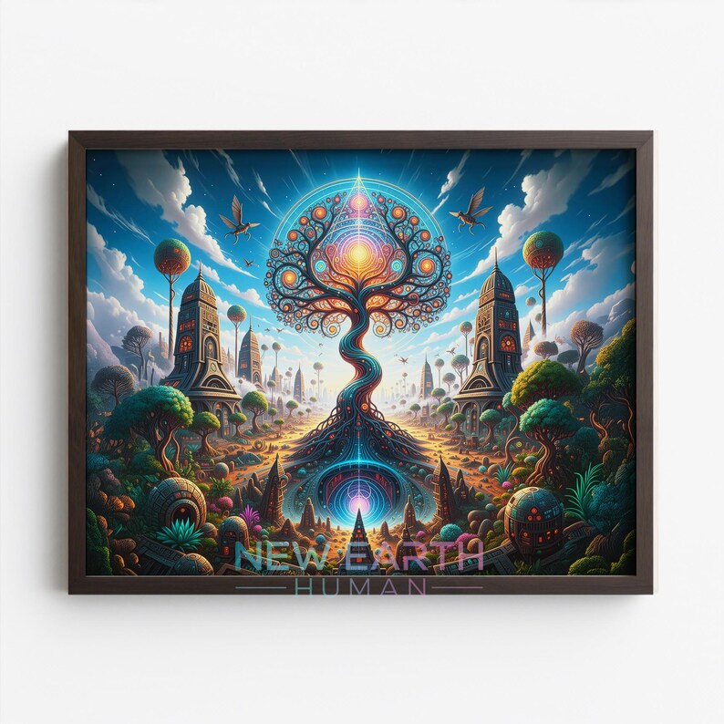 Psychedelic Tree of Life Digital Art - Surreal Vibrant Printable Wall ...
