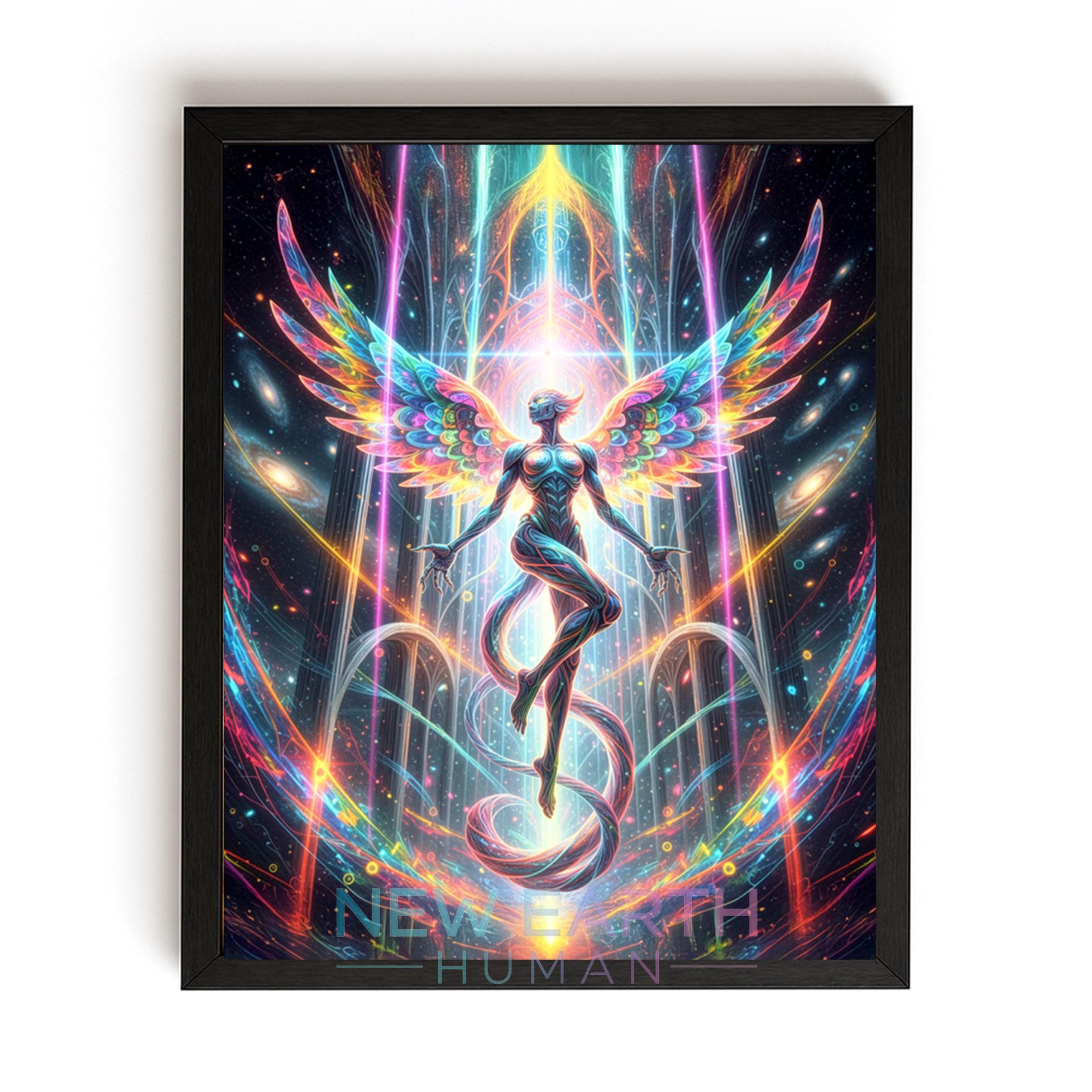 Cosmic Angel With Serpentine Body - Futuristic Fantasy Wall Art ...