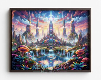 ドリームランドファンタジー風景オーシャン城、デジタル画像