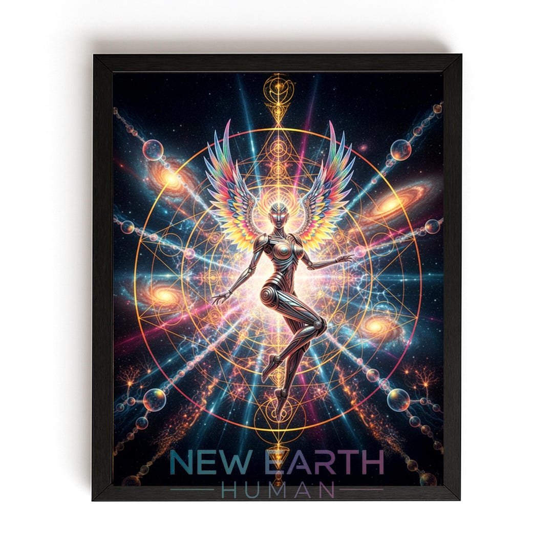 Cosmic Angelic Figure in Neon Light - Celestial Spiritual Art, Digital ...