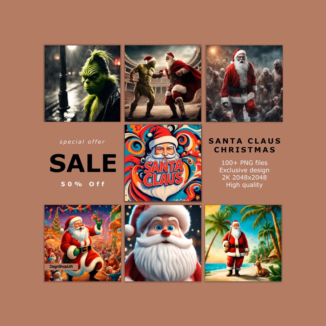 Santa Claus PNG Bundle: 250+ Christmas Clipart Designs (digital ...
