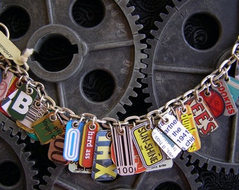 One of a Kind Recycled Tin Charm Bracelet