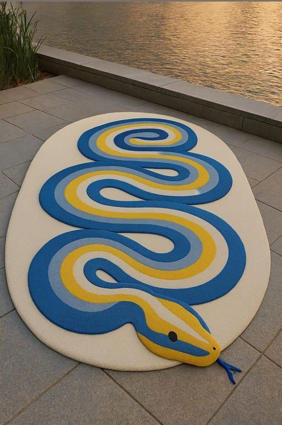 Whitesnake Rug Snake Shaped Rug | Modern Abstract Serpent Carpet | Handmade Designer ...