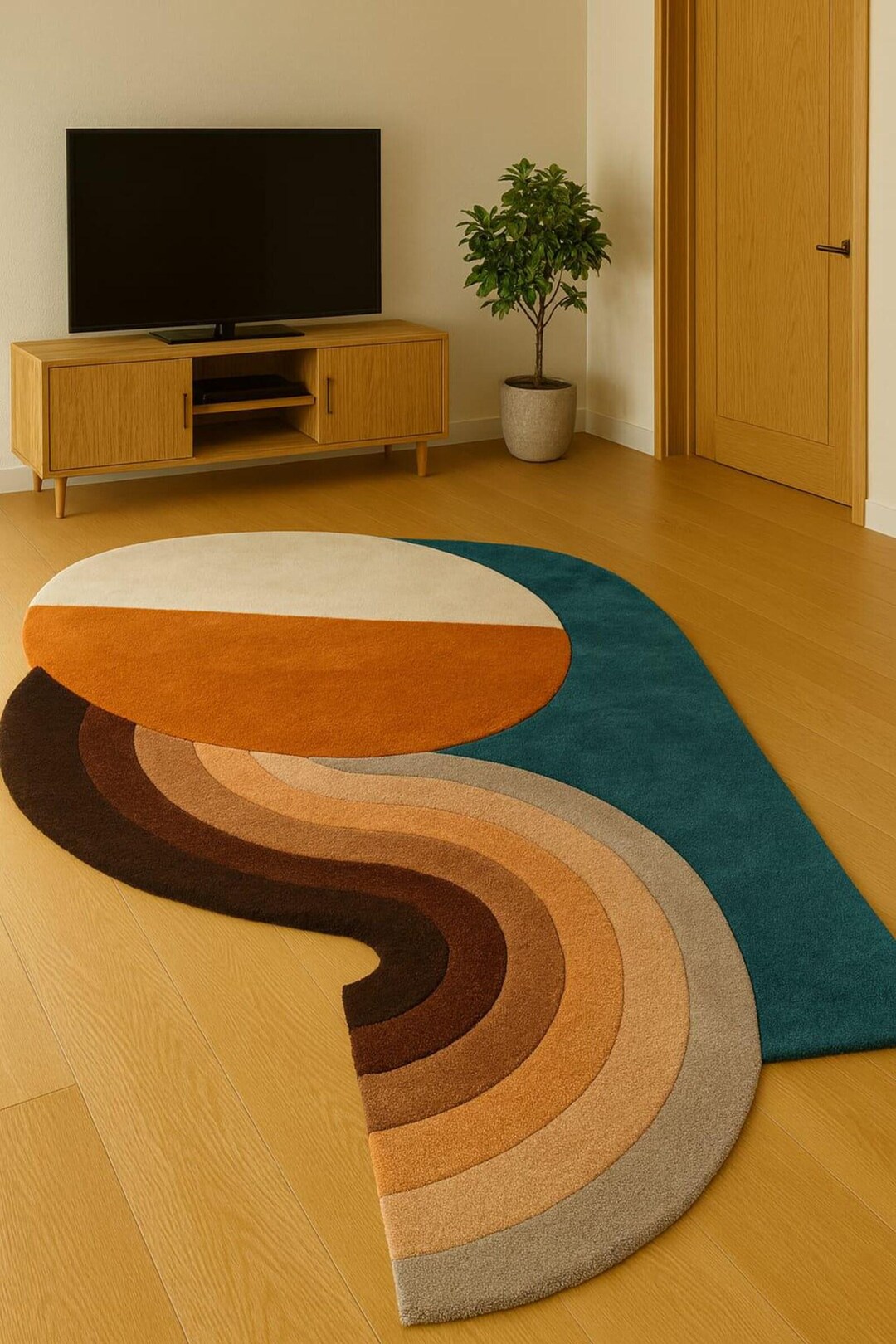 Abstract Sunshine Rug Abstract Sunset Shape Rug, Modern Curved Carpet - Etsy