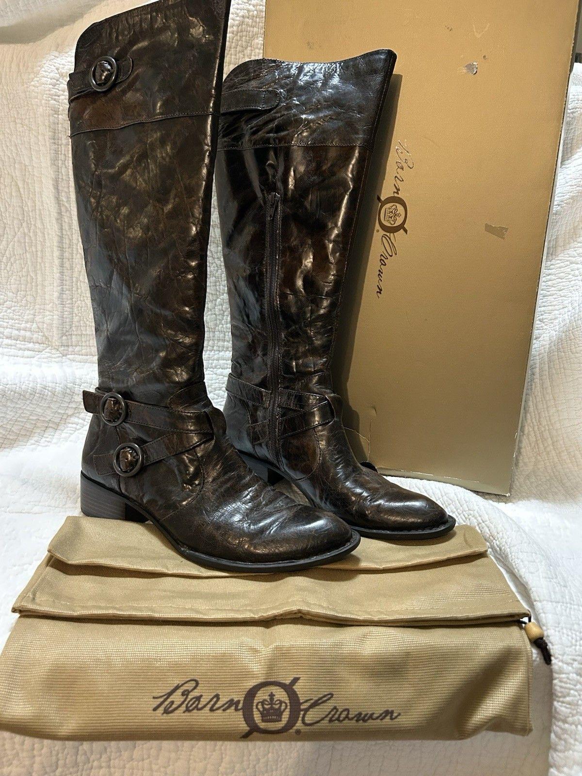 Born Crown Lira Brown Leather Riding Boots w Dust Bag and Box Size 8.5