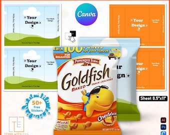 Goldfish Cracker Wrapper Template, Snack Label, Party Favor (Digital Download)
