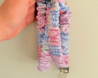 Pastel Patchwork Scrunchie Lanyard (Optional Breakaway Clasp)