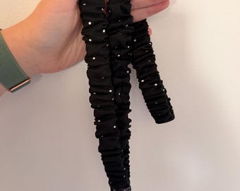 Black Polka Dot Scrunchie Lanyard  (Optional Breakaway Clasp)